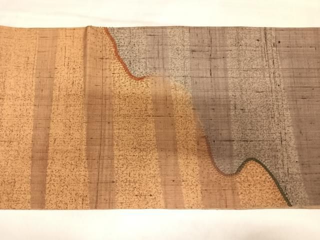 平和屋着物◎太鼓柄袋帯 紬地 相良刺繍 道長文 正絹 逸品 AABM9980yx