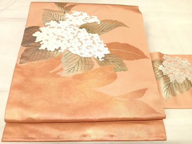 平和屋着物◎九寸名古屋帯 唐織 舞花文 金銀糸 引箔 正絹 逸品 AABN0087yx