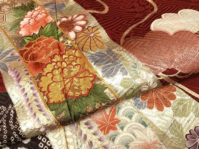 平和屋着物●豪華振袖 絞り 駒刺繍 草花文 金銀彩 京都きもの友禅扱い 正絹 逸品 AABN0410ph