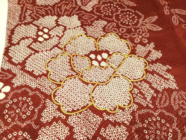 平和屋着物●豪華振袖 絞り 駒刺繍 草花文 正絹 逸品 AABN0412ph