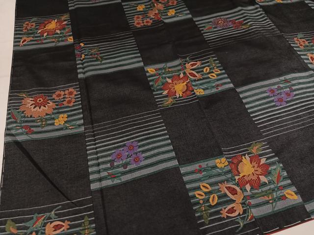 平和屋着物●上質な小紋 紬地 更紗文 金彩 正絹 逸品 未使用 AABN0417ph