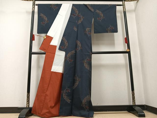 平和屋着物●本場大島紬 9マルキ 草花文 正絹 逸品 AABN0419ph