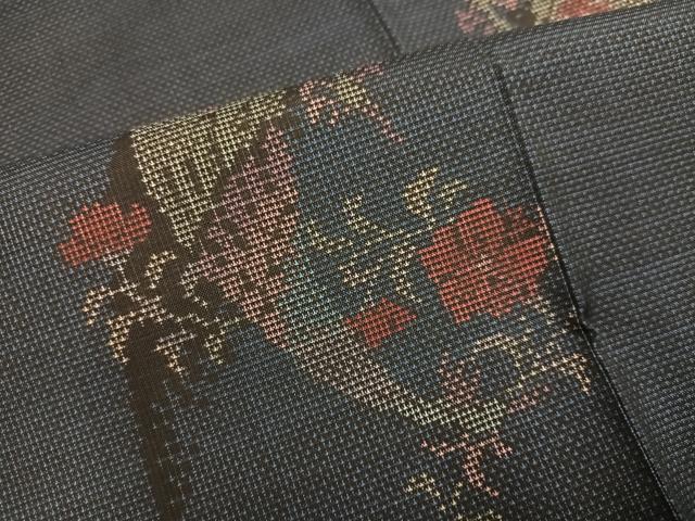 平和屋着物●本場大島紬 9マルキ 草花文 正絹 逸品 AABN0419ph