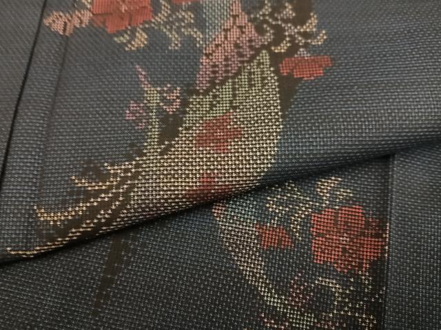 平和屋着物●本場大島紬 9マルキ 草花文 正絹 逸品 AABN0419ph
