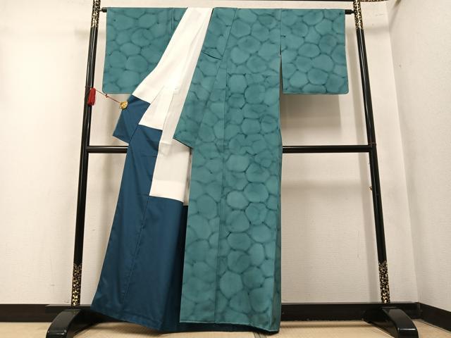 平和屋着物●上質な小紋 彩女姿 石畳文 正絹 逸品 未使用 AABN0420ph