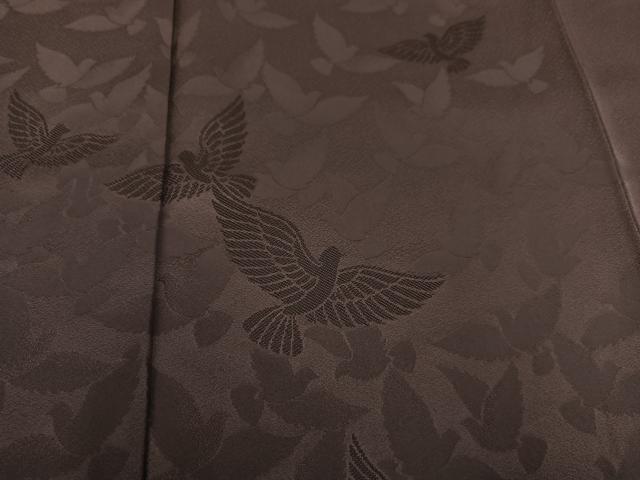 平和屋着物●染色作家 斉藤三才 無地絵羽訪問着 三才鳥 樺茶色 丹後ちりめん 反端付き 正絹 逸品 AABN0444ph