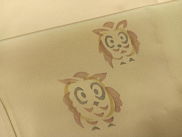 平和屋着物●長襦袢 無双仕立て ミミズク みみずく 正絹 逸品 AABN0452ph