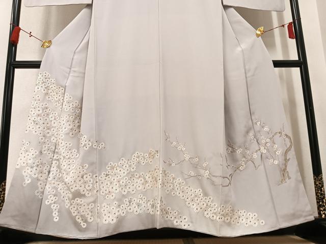 平和屋着物●豪華色留袖 総刺繍 枝花文 金糸 正絹 逸品 AABN0457ph