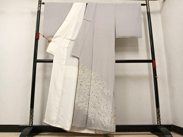 平和屋着物●豪華色留袖 総刺繍 枝花文 金糸 正絹 逸品 AABN0457ph