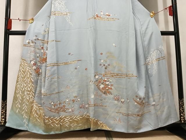 平和屋着物●訪問着 駒刺繍 草花船文 金彩 松坂屋扱い 正絹 逸品 AABN0458ph