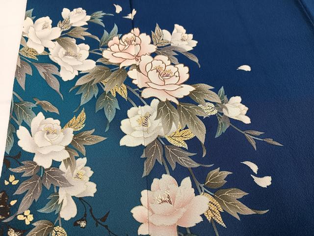 平和屋着物●豪華振袖 枝花文 暈し染め 金銀彩 鈴乃屋扱い 正絹 逸品 AABN0469ph