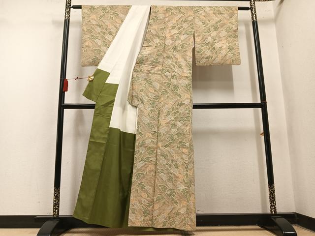 平和屋着物●本場結城紬 重要無形文化財 100亀甲 樹林文 モロ入り 正絹 逸品 AABN0485ph