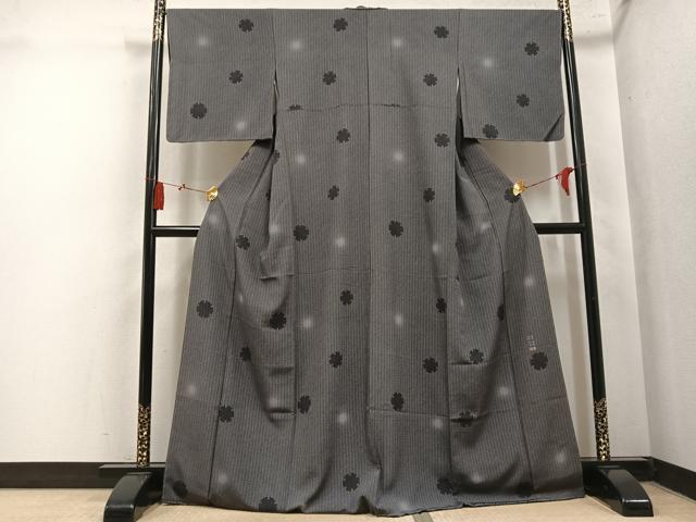 平和屋着物●江戸小紋 彫士:住田双光・染士:服部光擴 雪輪文 ほたる暈し 黒地 さが美扱い 正絹 逸品 未使用 AABN0487ph