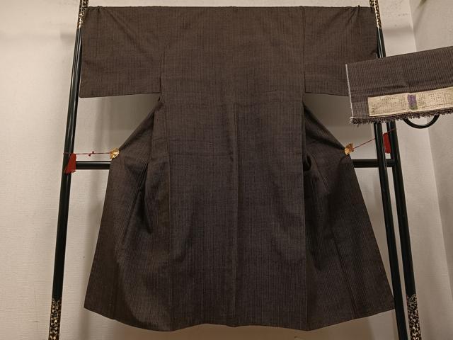 平和屋着物●男性 結城紬 草木染 玉紬 間道 結織苑 証紙付き 正絹 逸品 AABN0491ph
