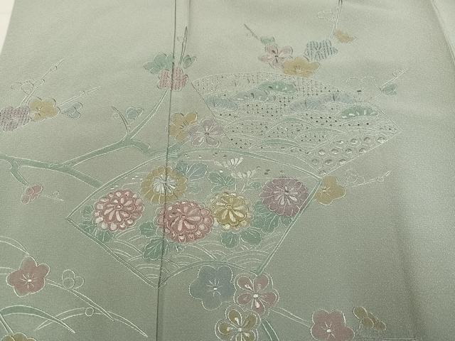 平和屋着物●中国三大刺繍 スワトウ刺繍 汕頭刺繍 総刺繍 訪問着 地紙枝花文 反端付き 正絹 逸品 AABN0494ph