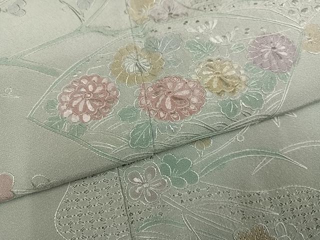 平和屋着物●中国三大刺繍 スワトウ刺繍 汕頭刺繍 総刺繍 訪問着 地紙枝花文 反端付き 正絹 逸品 AABN0494ph