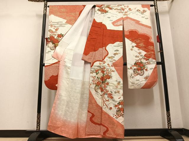 平和屋着物●豪華振袖 絞り 鳳凰花車文 金彩 正絹 逸品 AABN0499ph