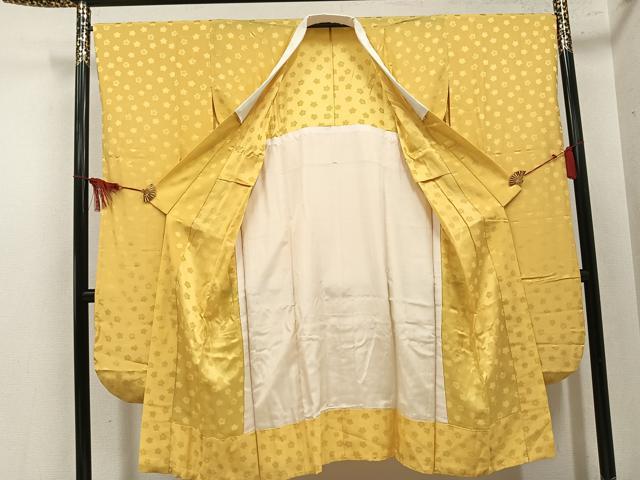 平和屋着物●振袖用長襦袢 無双仕立て 梅地紋 支子色 正絹 逸品 AABN0501ph