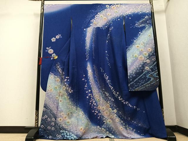 平和屋着物●豪華振袖 辻が花 暈し染め 金彩 銀通し地 正絹 逸品 AABN0509ph