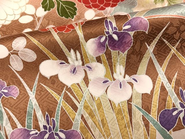 平和屋着物●豪華振袖 駒刺繍 草花文 金彩 正絹 逸品 AABN0510ph