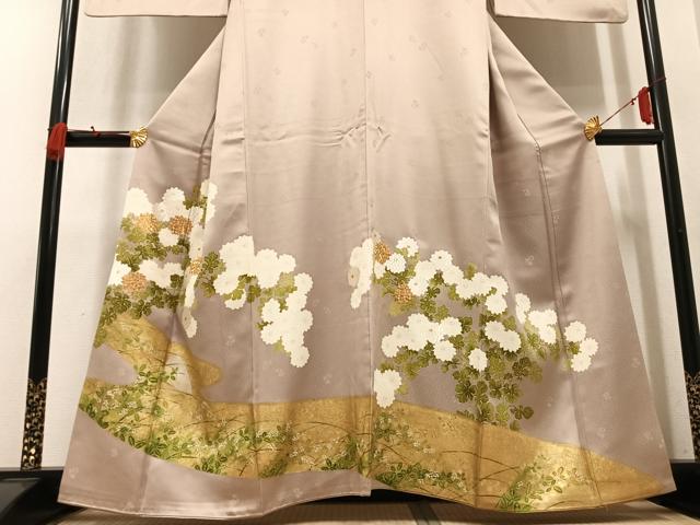 平和屋着物●豪華色留袖 駒刺繍 草花文 金彩 正絹 逸品 AABN0519ph