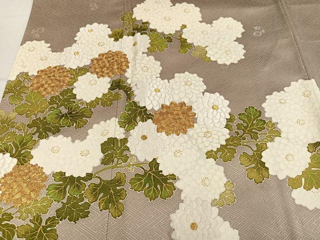 平和屋着物●豪華色留袖 駒刺繍 草花文 金彩 正絹 逸品 AABN0519ph