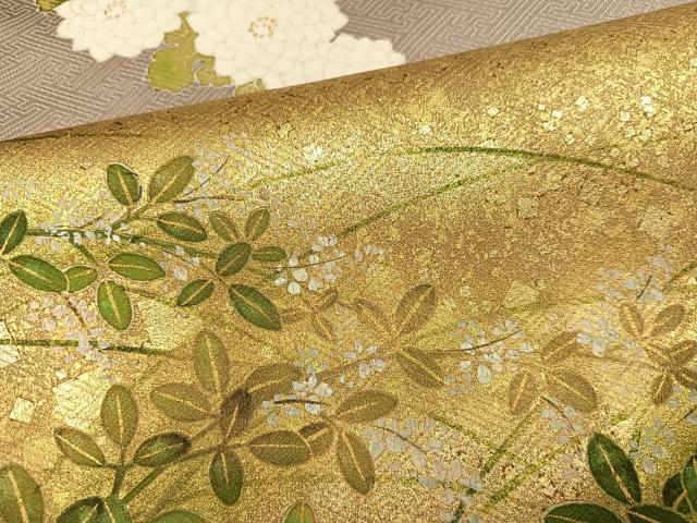 平和屋着物●豪華色留袖 駒刺繍 草花文 金彩 正絹 逸品 AABN0519ph