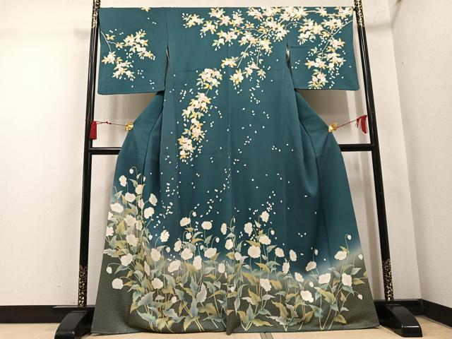 平和屋着物●訪問着 草花文 暈し染め 金彩 東急百貨店扱い 正絹 逸品 AABN0528ph
