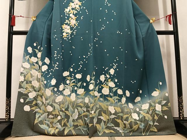 平和屋着物●訪問着 草花文 暈し染め 金彩 東急百貨店扱い 正絹 逸品 AABN0528ph