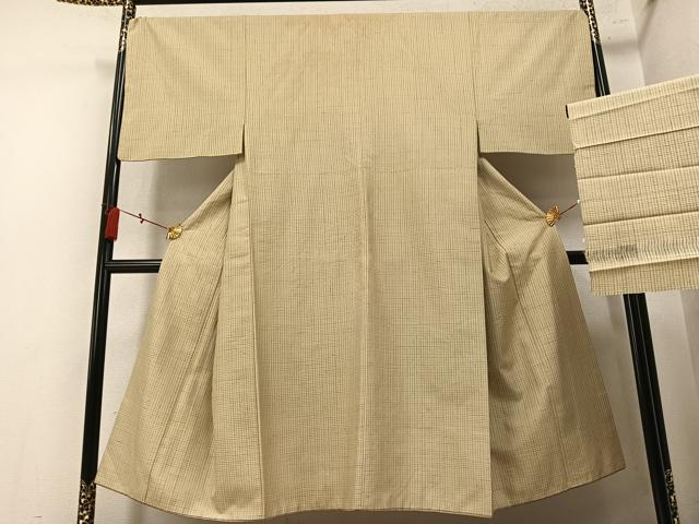 平和屋着物●男性 銀座もとじ 紬 間道 反端付き 正絹 逸品 AABN0546ph