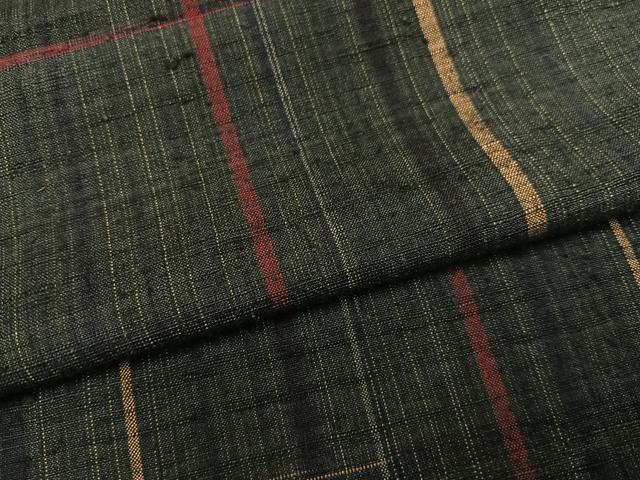 平和屋着物●郡上紬 草木染 格子 正絹 逸品 AABN0547ph