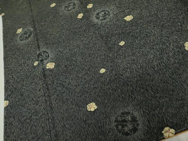 平和屋着物●上質な小紋 舞花文 黒地 暈し染め 正絹 逸品 未使用 AABN0573cs