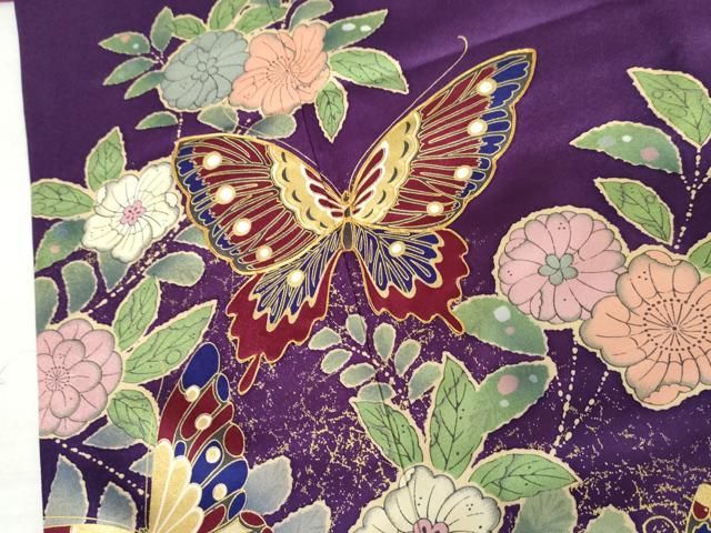 平和屋着物●豪華振袖 駒刺繍 辻が花 花蝶文 暈し染め 金彩 正絹 逸品 AABN0576cs