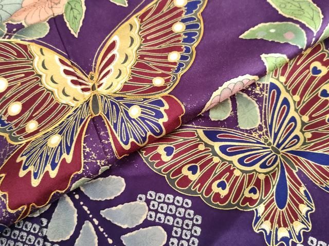 平和屋着物●豪華振袖 駒刺繍 辻が花 花蝶文 暈し染め 金彩 正絹 逸品 AABN0576cs