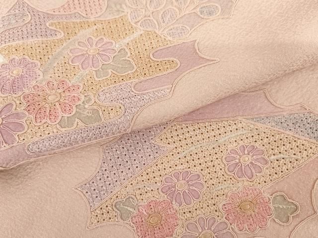 平和屋着物●中国三大刺繍 汕頭刺繍 スワトウ刺繍 総刺繍 訪問着 草花文 正絹 逸品 未使用 AABN0594cs