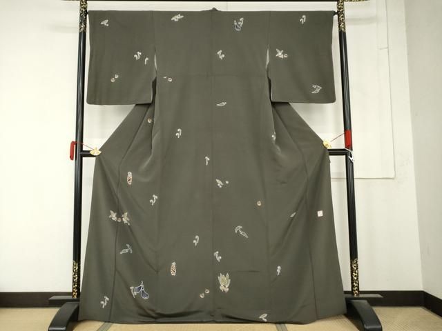平和屋着物●染色作家 青野保夫 小紋 ろうけつ染 成り物 正絹 逸品 AABN0599cs