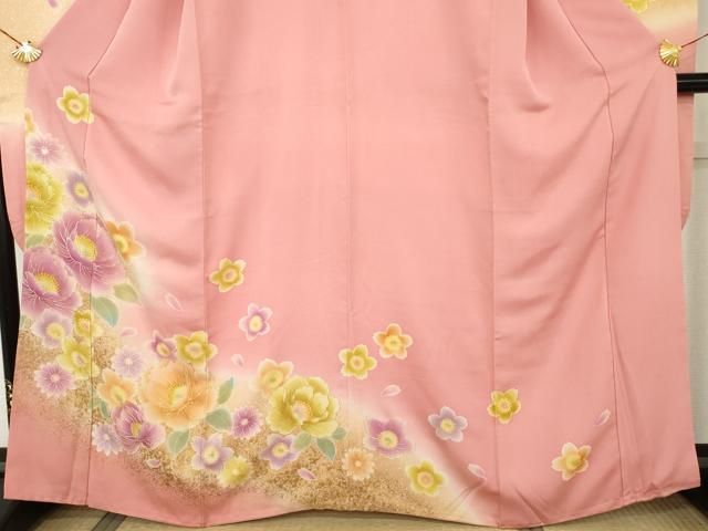平和屋着物●豪華振袖 舞花文 暈し染め 金銀彩 正絹 逸品 AABN0608cs