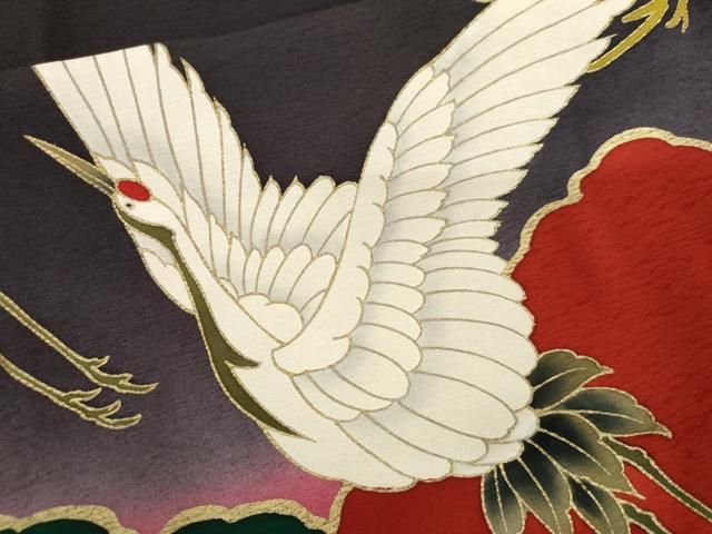 平和屋着物●豪華振袖 飛鶴桜松文 暈し染め 金彩 やまと誂製 正絹 逸品 AABN0614cs