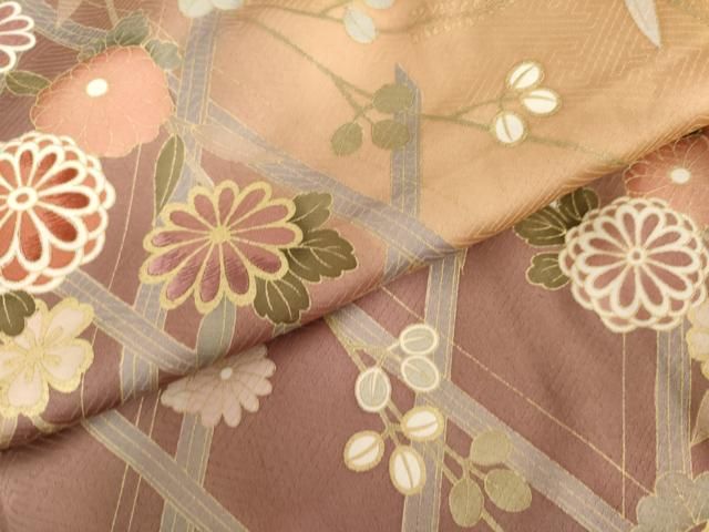 平和屋着物●訪問着 作家物 刺繍 枝垂れ花文 暈し染め 金彩 正絹 逸品 AABN0620cs