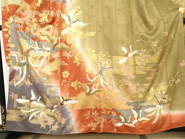 平和屋着物●豪華振袖 辻が花 鳳凰 暈し染め 金彩 正絹 逸品 AABN0624cs