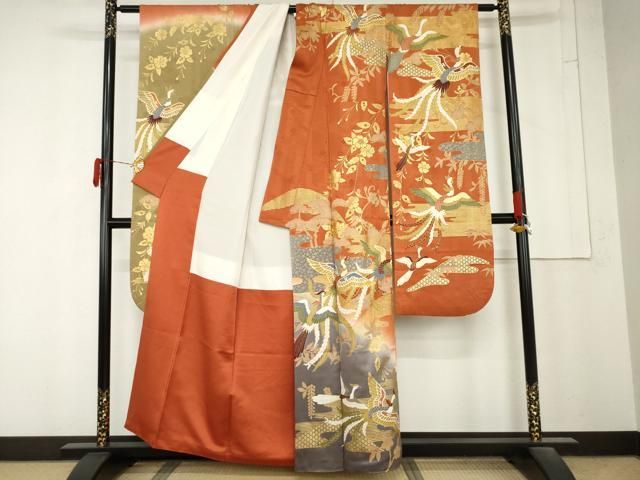 平和屋着物●豪華振袖 辻が花 鳳凰 暈し染め 金彩 正絹 逸品 AABN0624cs