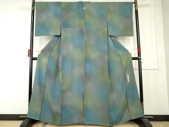 平和屋着物●染色作家 斉藤三才 小紋 霞文 暈し染め 正絹 逸品 AABN0625cs