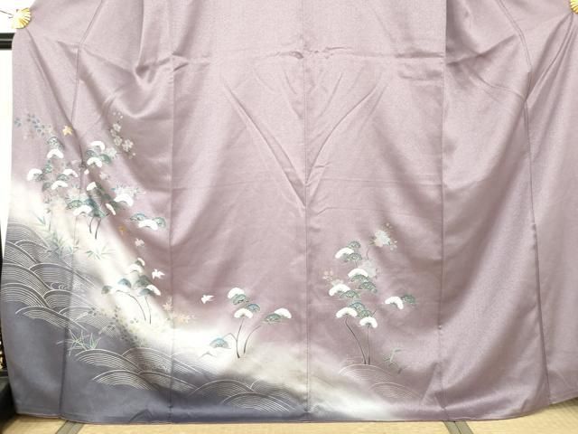 平和屋着物●訪問着 飛鳥立波風景文 暈し染め 金銀彩 正絹 逸品 AABN0629cs