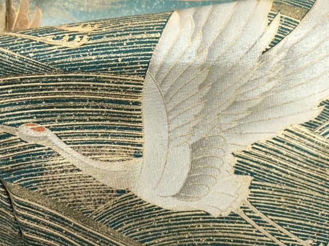 平和屋着物●豪華振袖 立波飛鶴文 暈し染め 金銀彩 正絹 逸品 AABN0635cs