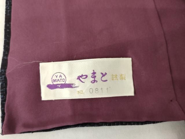 平和屋着物●結城紬 80亀甲 花絵皿文 やまと誂製 正絹 逸品 AABN0640cs