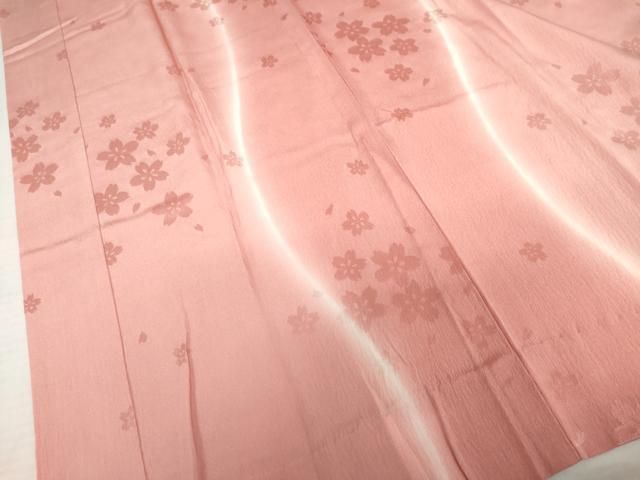 平和屋着物●長襦袢 無双仕立て 舞桜地紋 暈し染め やまと誂製 正絹 逸品 AABN0643cs