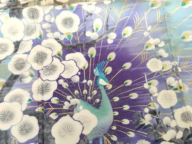 平和屋着物●豪華振袖 孔雀草花文 金彩 正絹 逸品 AABN0646cs