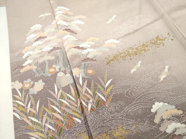 平和屋着物●訪問着 浜松風景文 暈し染め 金彩 ますいわ屋扱い 正絹 逸品 AABN0649cs
