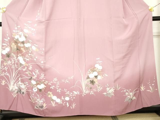 平和屋着物●訪問着 枝花文 暈し染め 金彩 正絹 逸品 AABN0658cs