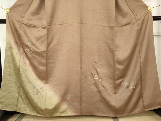 平和屋着物●訪問着 刺繍 吉祥花松文 暈し染め 金彩 正絹 逸品 AABN0659cs